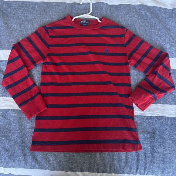 Polo Ralph Lauren Stripe Sweatshirt Youth S 8 Red Blue Crew Neck Long sleeves - Picture 5 of 5